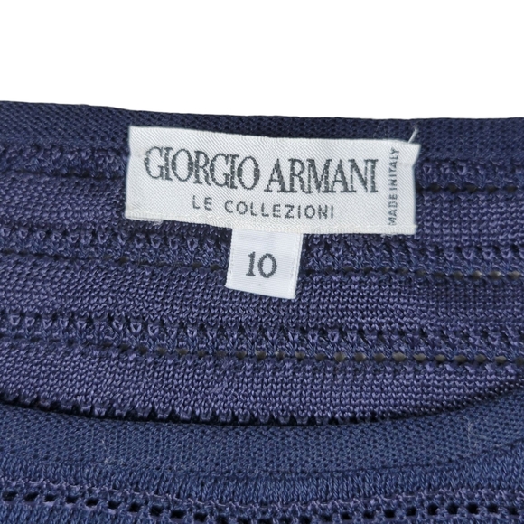 Giorgio Armani Le Collezioni Top Womens 10 Navy Blue Sleeveless Tank Knit Cotton - Picture 3 of 8